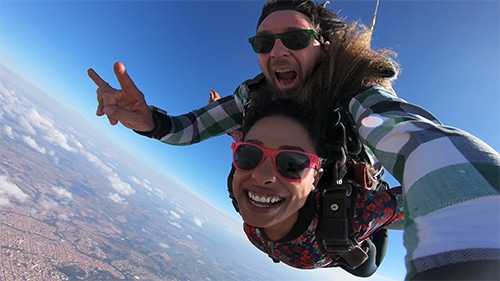 Man and Woman skydiving